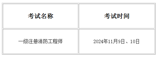 2024年重庆一级注册消防工程师考试时间2024年重庆一级注册消防工程师考试时间：11月9日-10日