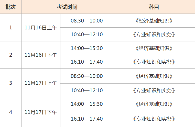 2024年中级经济师北京考试时间出来了吗？