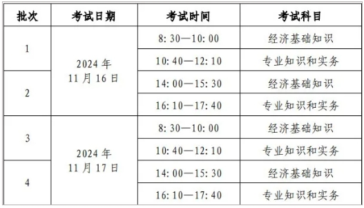 2024年中级经济师考试时间安排、考试重要提示