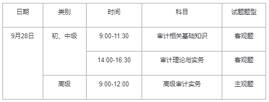 中级审计师考试时间安排2024年江苏省中级审计师准考证打印入口9月23日已开通